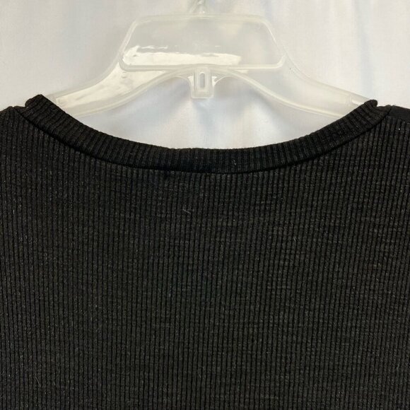 Monrow Womens T Shirt Dress Solid Black Crew Neck Short Sleeve Ribbed Knit S New - Picture 7 of 12